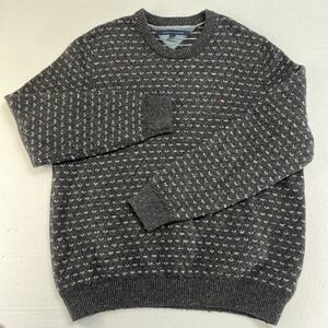 Tommy Hilfiger Wool Blend‎ Sweater Mens XL Gray Crewneck Pullover Fisherman
